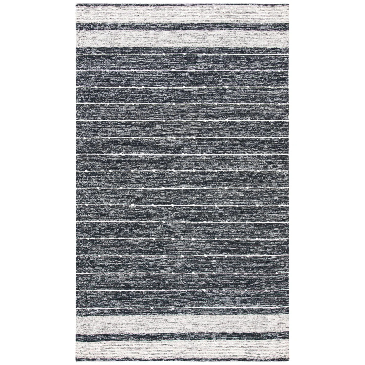 Henneman Hand Woven Cotton/Wool Striped Rug in Black/White | Wayfair North America
