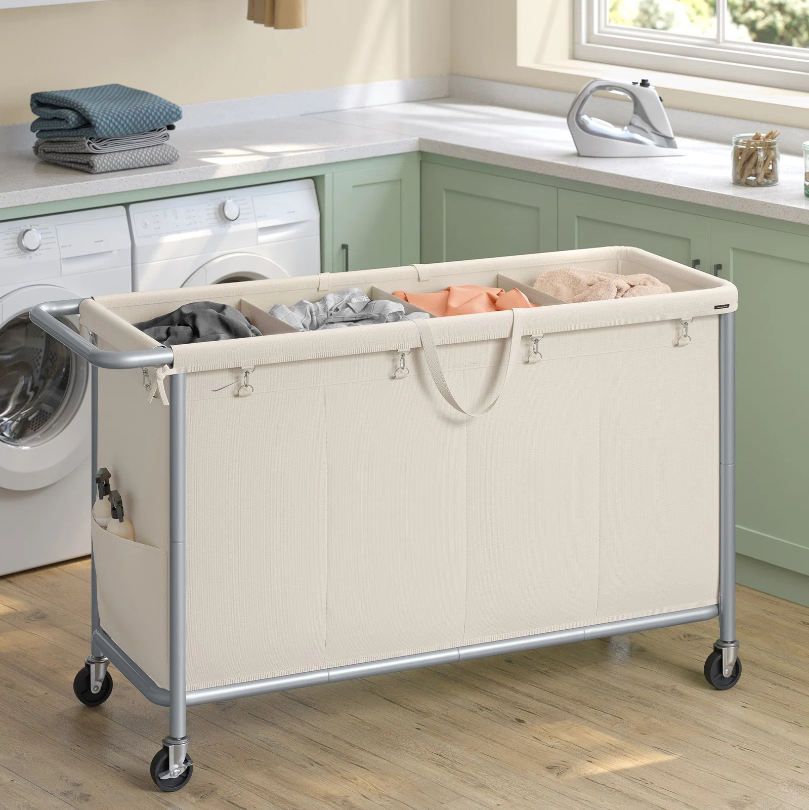 4-Section Laundry Basket With Wheels, 68.6 Gallons (260 L), Removable Liner | Wayfair | Wayfair North America