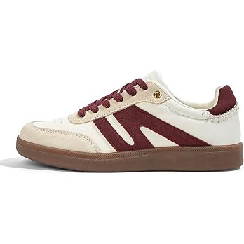 LUCKY STEP Women Retro Gum Sole Fashion Sneakers | Genuine Leather Classic Tennis Skate Walking S... | Amazon (US)