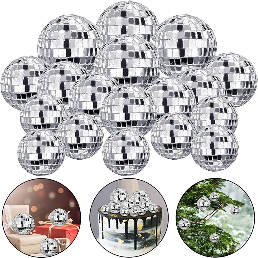 27 PCS Disco Ball Cake Decoration Ornaments Reflective Mirror Ball Cake Decoration 70s Disco Them... | Amazon (US)