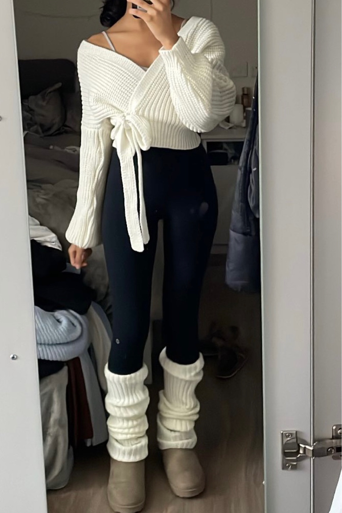 Super cozy casual winter outfit

Black leggings with white knit cardigan/bolero and leg warmers with uggs.
Croquette style, princess pilates outfit, pilates outfit, Flared pants, model off duty look, hourglass figure, flared jeans, outfit ideas, outfit inspo, school outfit, student outfit, college outfit, university outfit, minimalist outfit, minimalistic outfit, chic outfit, casual outfit, black leggings,

#LTKstyletip #LTKworkwear