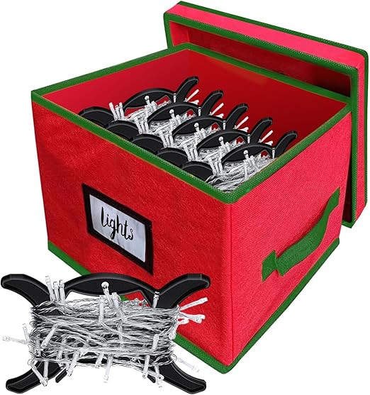 Christmas Holiday Light Storage Box with 10 Plastic Christmas Lights Storage Holder, Christmas Li... | Amazon (US)