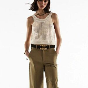 Zara Crochet Tank Top Beach Cream Summer Crop Large | Poshmark