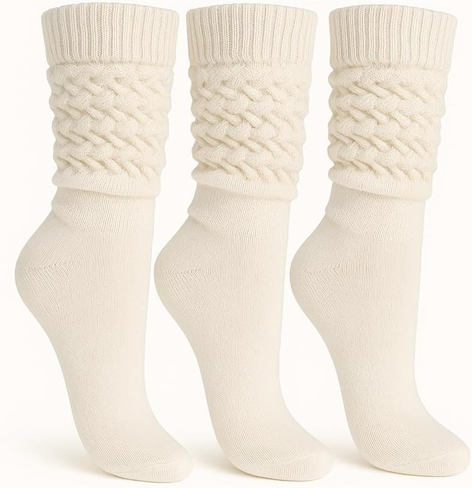 AWS/American Made Women’s Slouch Socks Cotton Slouchy Knee-High Boot Socks Scrunch Breathable E... | Amazon (US)