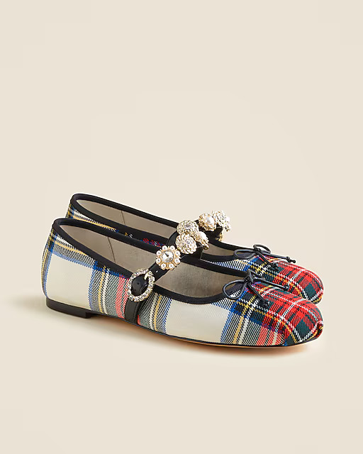 Logan embellished Mary Jane ballet flats in tartan | J. Crew US