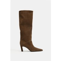 Zara - High Suede Boots - Brown - 7½ - Woman | Zara US