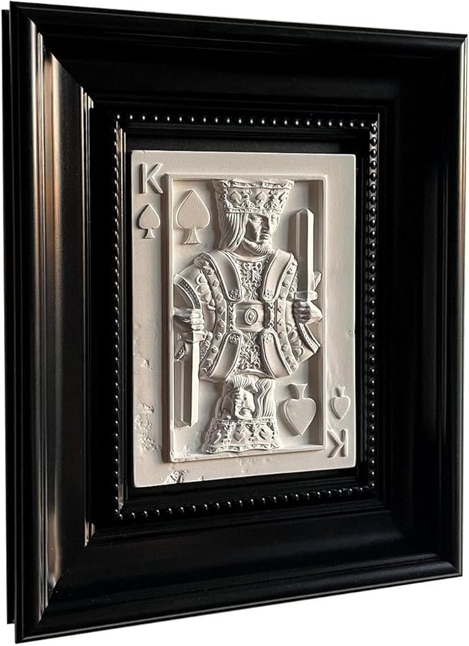 Candumy Framed Poker Wall Art 3D relief Resin statue Vintage Farmhouse Home Decor,the King of Spa... | Amazon (US)