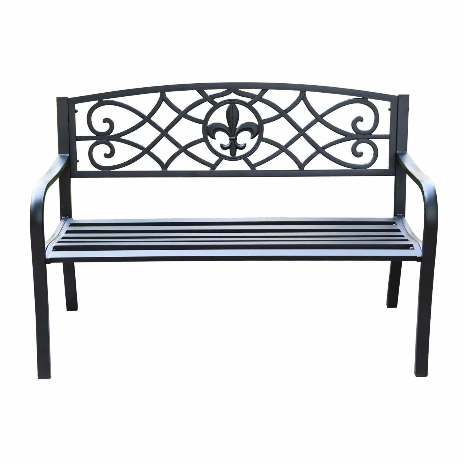 Abble Fleur-de-Lis 4 ft. Steel Outdoor Bench | Walmart (US)