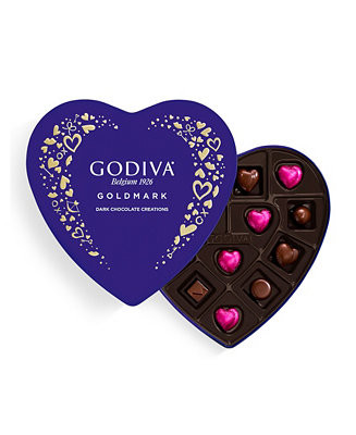 Godiva Valentine's Day Goldmark Assorted Dark Chocolates Heart Shaped Tin, 14 Pieces - Macy's | Macy's