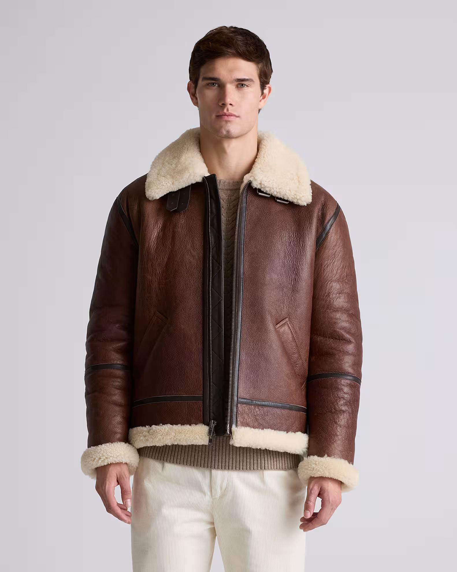 100% Shearling Bomber Jacket in Dark Brown | Quince