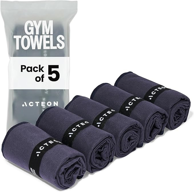 Acteon Microfiber Gym Towels 5 Pack, Quick Dry Silver ION Odor-Free Super Absorbent Sweat Towels ... | Amazon (US)