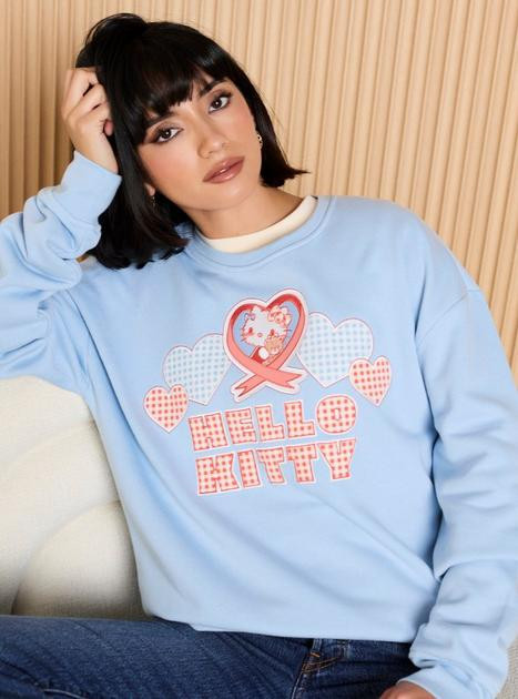 Sanrio Hello Kitty and Friends Gingham Embroidered Crewneck — BoxLunch Exclusive | BoxLunch | BoxLunch
