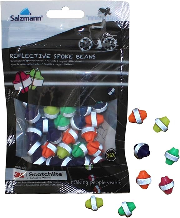 Salzmann Spoke Beads | Reflective and Colourful | Made with 3M Scotchlite | Pack of 36 | Amazon (US)