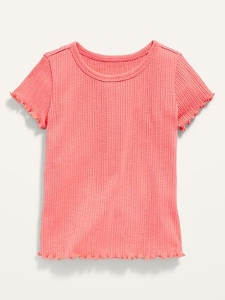 Short-Sleeve Rib-Knit Lettuce-Edged Tee for Toddler Girls | Old Navy (US)