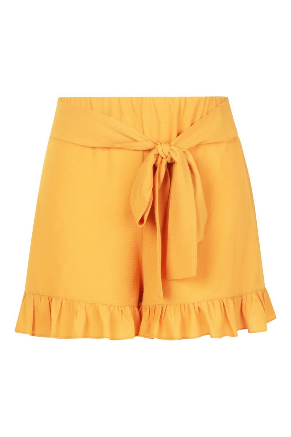 Plus Frill Tie Front Woven Flippy Shorts | Boohoo.com (UK & IE)