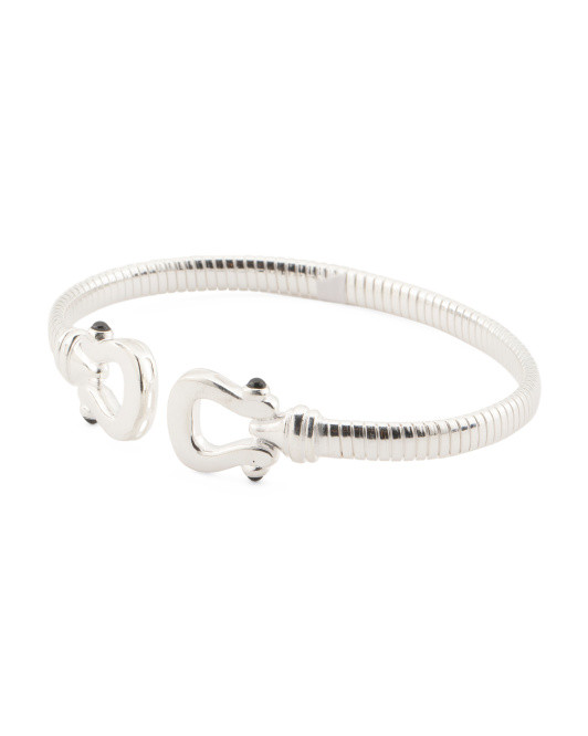 Made In Italy Sterling Silver Tubogas Horsebit Open Cuff Bracelet | TJ Maxx