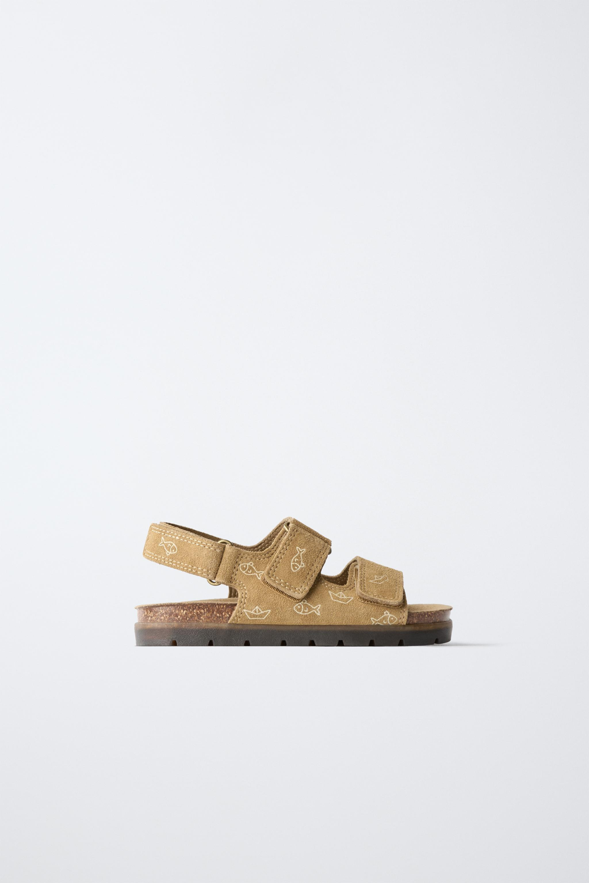 FISH PRINT LEATHER SANDALS | Zara US