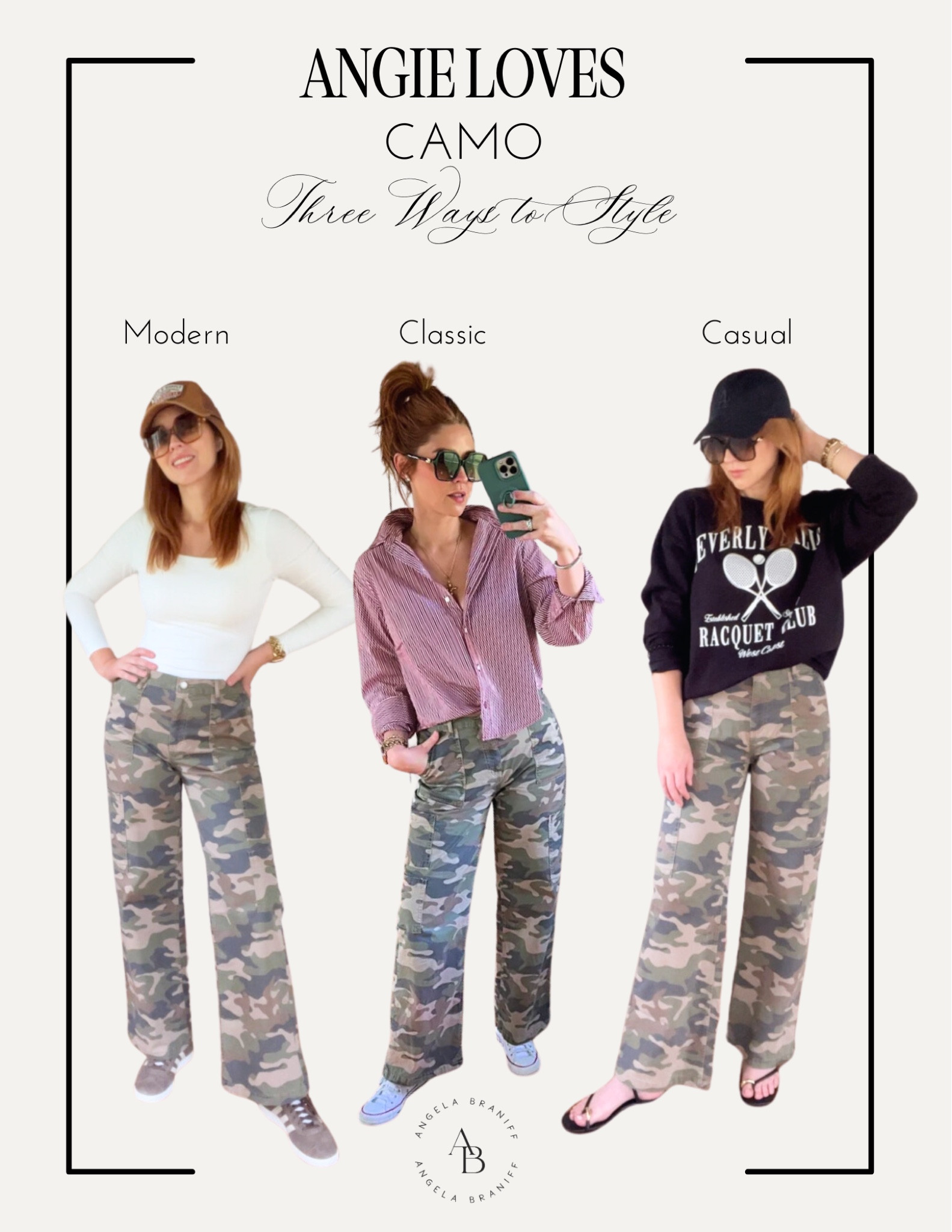 Listen- these camo pants are under $17  (I'm wearing a medium) and they have become one of my go to pants! They are comfortable and so easy to style! 

Think of camo as a neutral, like animal print, that can be paired with almost anything! I even have a pair of camo slide on shoes that add a fun pop to otherwise “boring” basic outfits!

#LTKBacktoSchool #LTKFindsUnder50 #LTKSeasonal