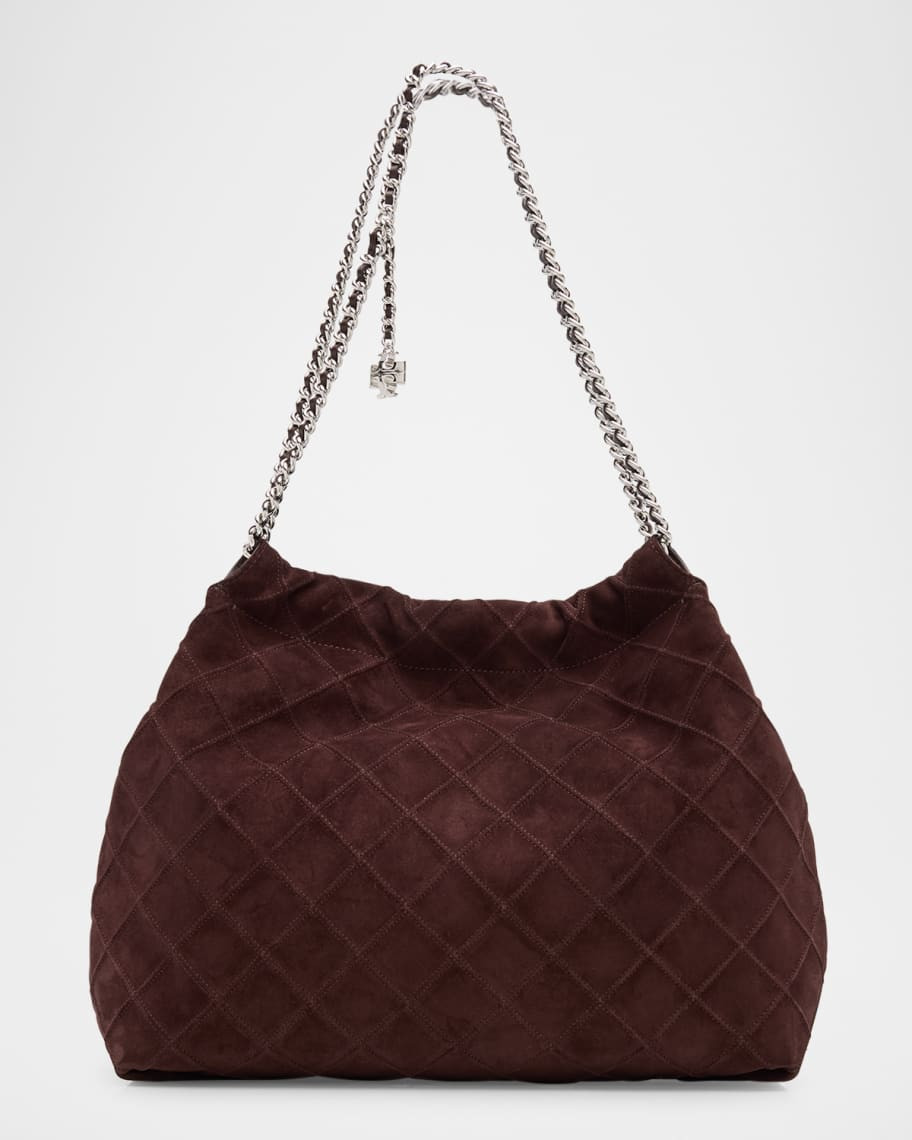Fleming Quilted Suede Chain Hobo Bag | Neiman Marcus