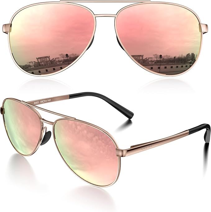 LUENX Aviator Sunglasses for Men Women-Polarized Shades Driving UV 400 Protection 59 MM | Amazon (US)