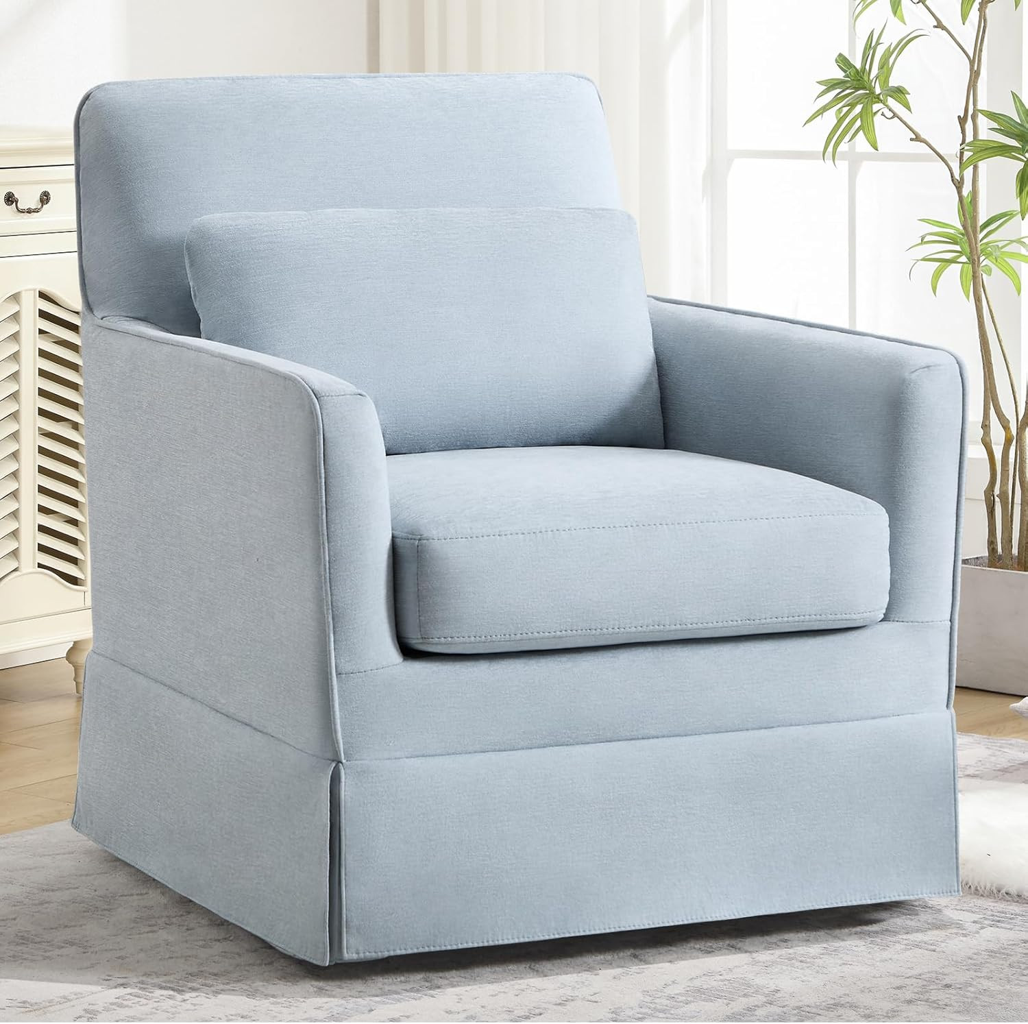 Amazon.com: INZOY Swivel Accent Chair, Mid Century Modern Chair, Comfy Swivel Barrel Reading Chai... | Amazon (US)