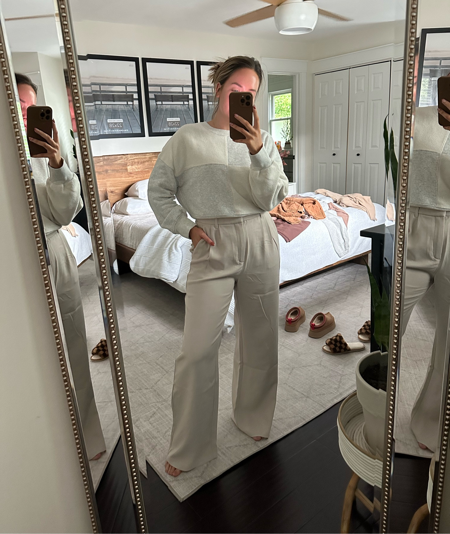 Abercrombie fall picks / tailored wide leg trousers and checkered sweatshirt! Size medium in both! 

#LTKSeasonal #LTKsalealert