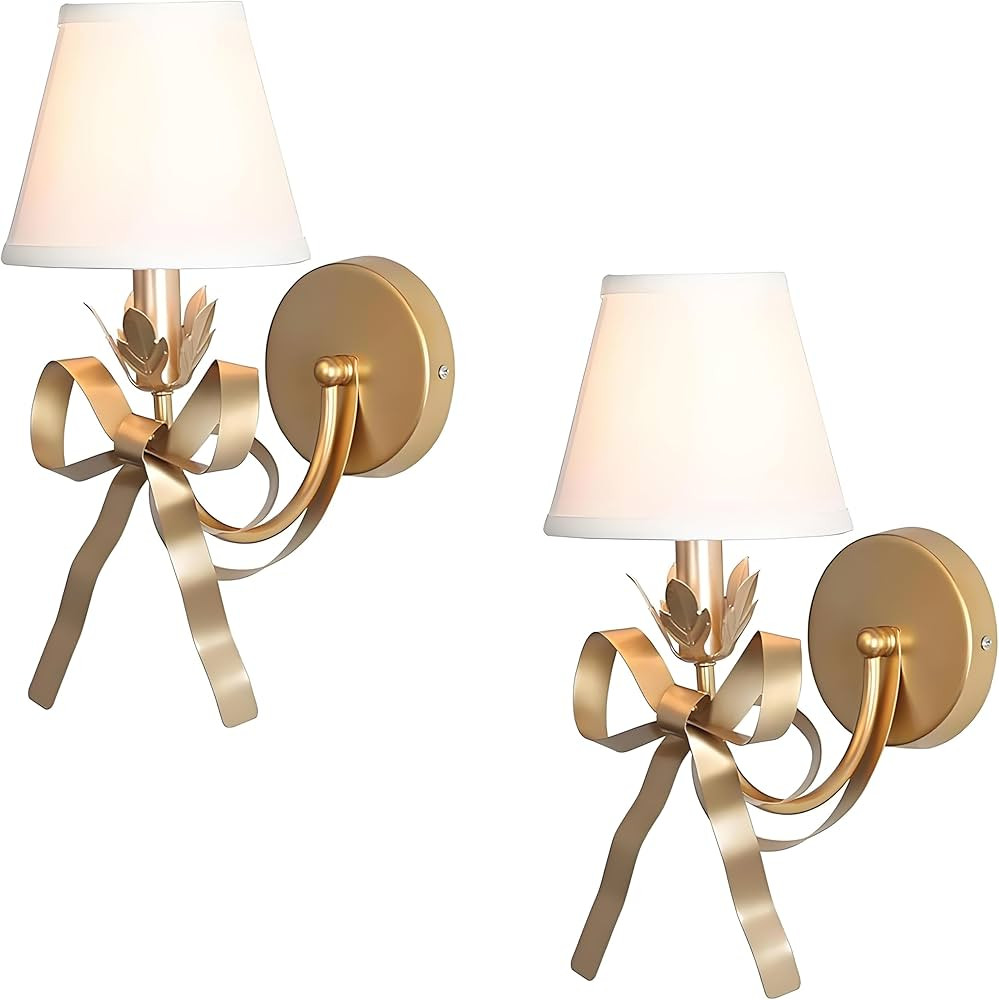 Bow Creative Wall Sconce Lights Fabric Shade, Bedside Wall Mount Light, Modern Wall Lamps Perfect... | Amazon (US)