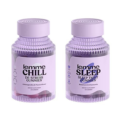 Lemme Chill & Sleep Bundle - Stress Relief Gummies with KSM-66 Ashwagandha & Deep Sleep Gummies with Melatonin and Magnesium to Fall Asleep Faster - Gluten-Free and Non-GMO (Variety Pack of 2) | Amazon (US)