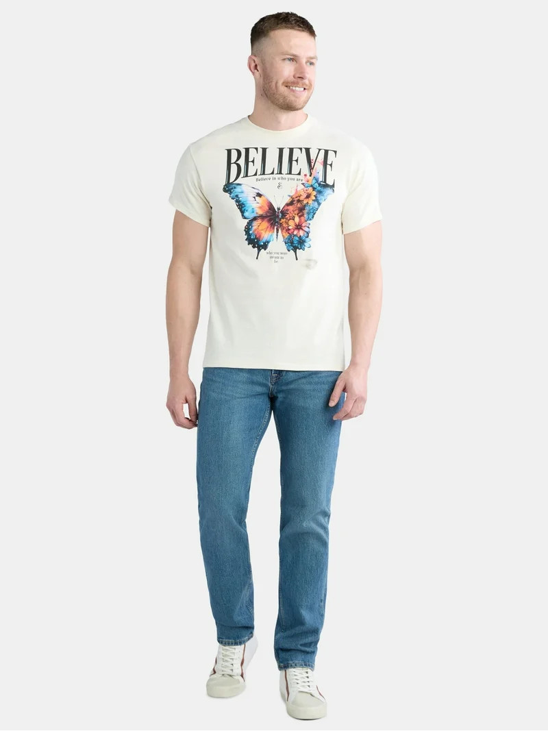 Men's and Big Men's Believe in Yourself Butterfly Coton Graphic Tee, Sizes S-3XL | Walmart (US)
