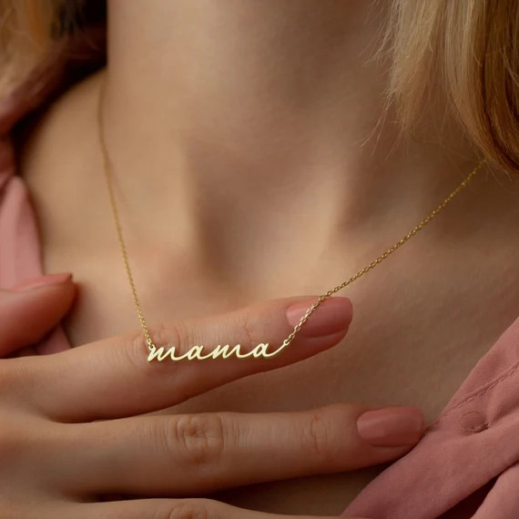 Tiny Mama Necklace, Dainty Mama Necklace, Mothers Day Gift, Initial Necklace, Letter Necklace, Gi... | Etsy (US)