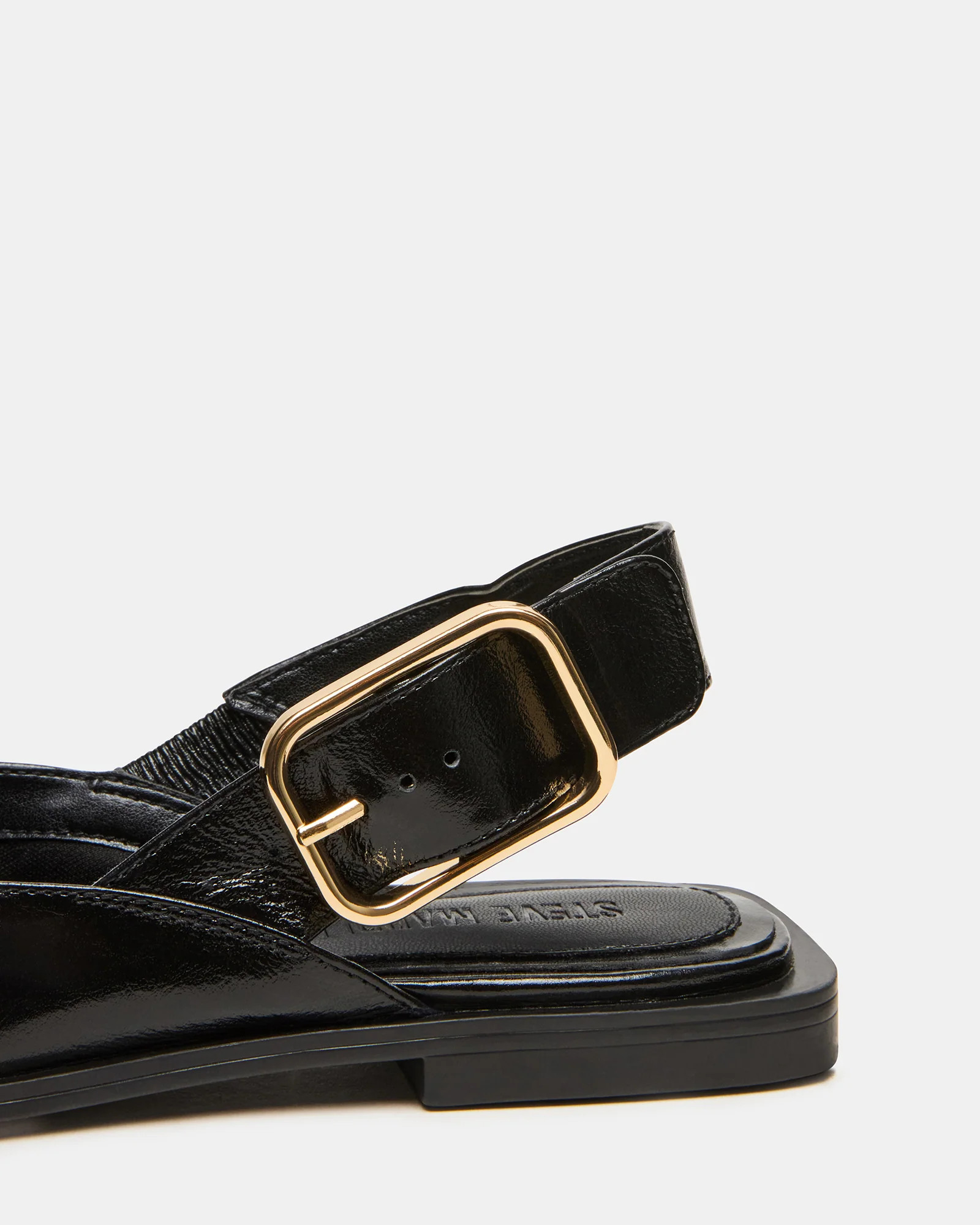 SHAY Black Leather Pointed-Toe Slingback Ballet Women's Flat | Steve Madden (US)