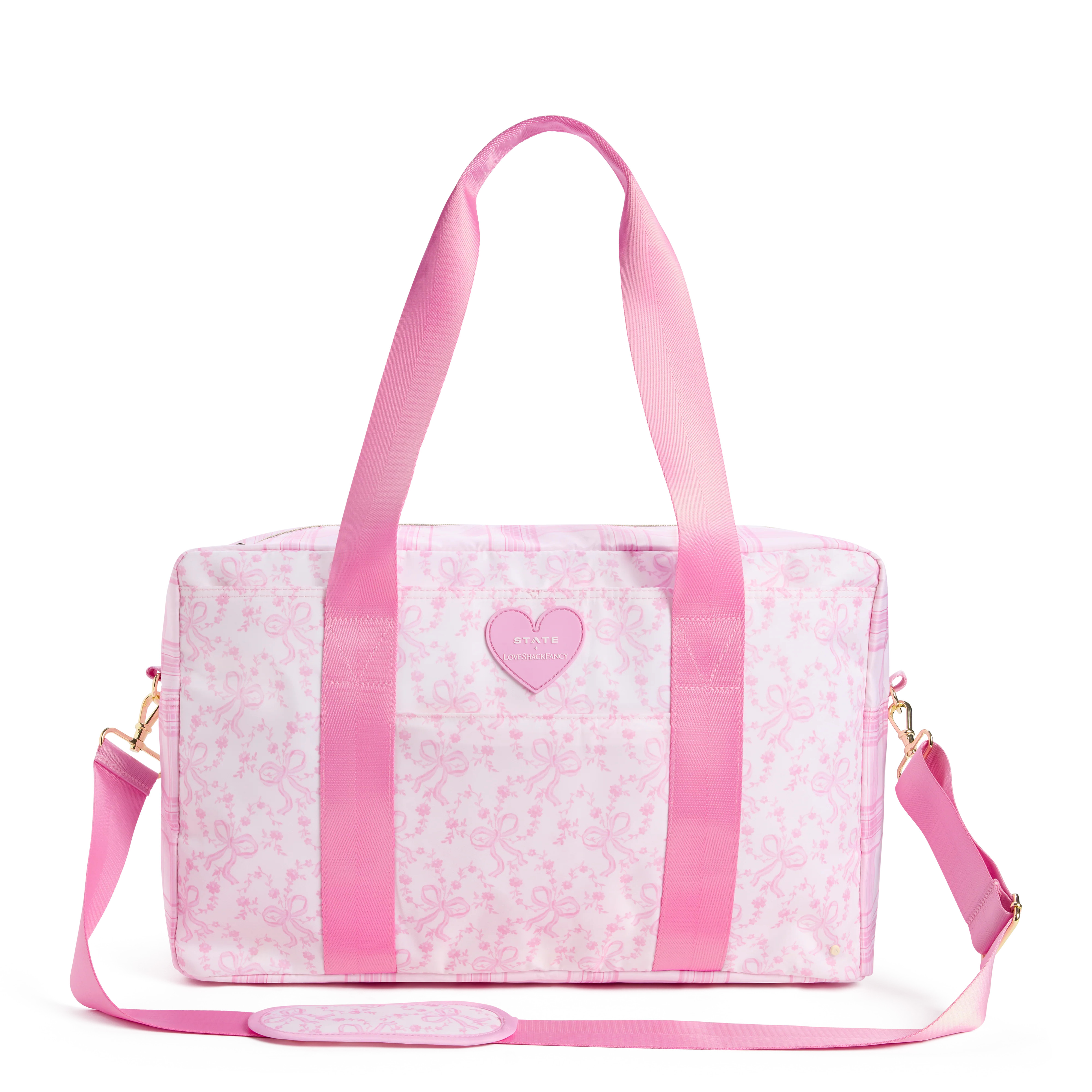 STATE Bags | STATE x LoveShackFancy Wellington Weekender Nylon Pink Vanilla | STATE Bags