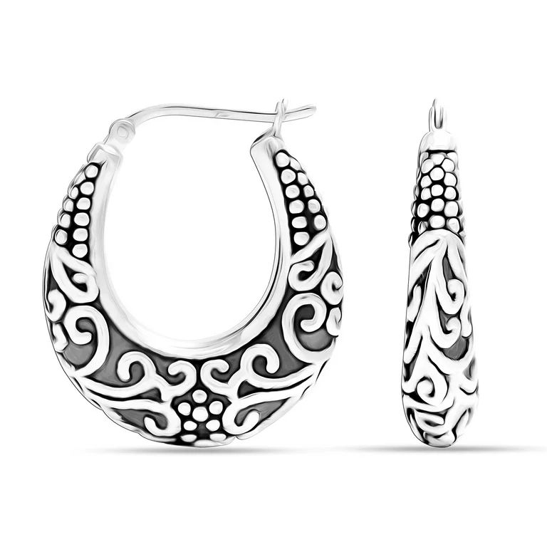 LeCalla 925 Sterling Silver Jewelry Antique Light-Weight Click-Top Hoop Earrings for Women and Te... | Walmart (US)