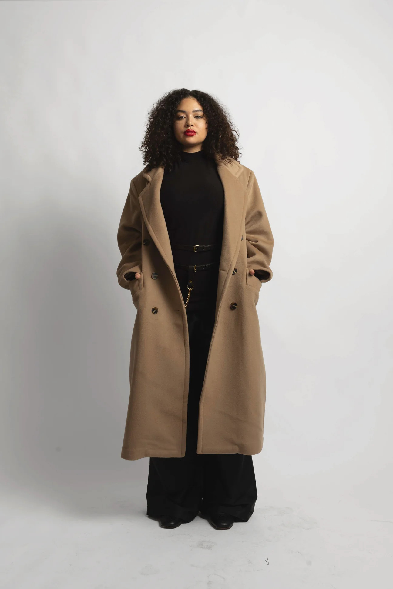 Double Breasted Women's Plus Size soft Camel Car Coat by Cynthia Vincent BAACAL | BAACAL Limited, LLC