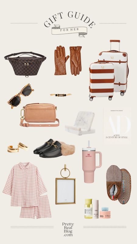 Gift guide for her! Beautiful and stylish gift ideas she’ll love! Fur lined black loafers, gingham pajamas, leather gloves, crossbody bag, cookbook holder, gold hoops 

#LTKHoliday #LTKunder100 #LTKGiftGuide