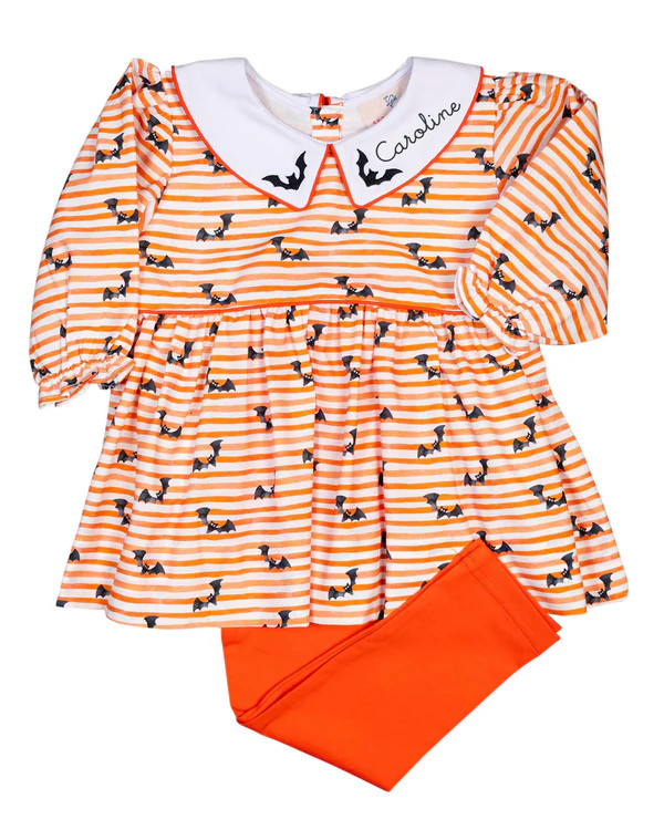 Bats Striped Watercolor Legging Set | Smockingbird Kids