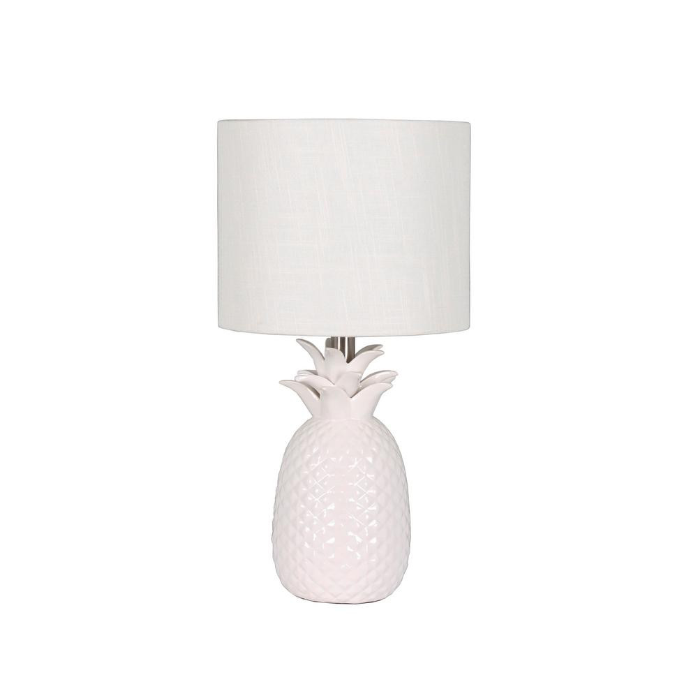 Simplee Adesso Pineapple 17 in. Glossy White Finish Table Lamp | The Home Depot