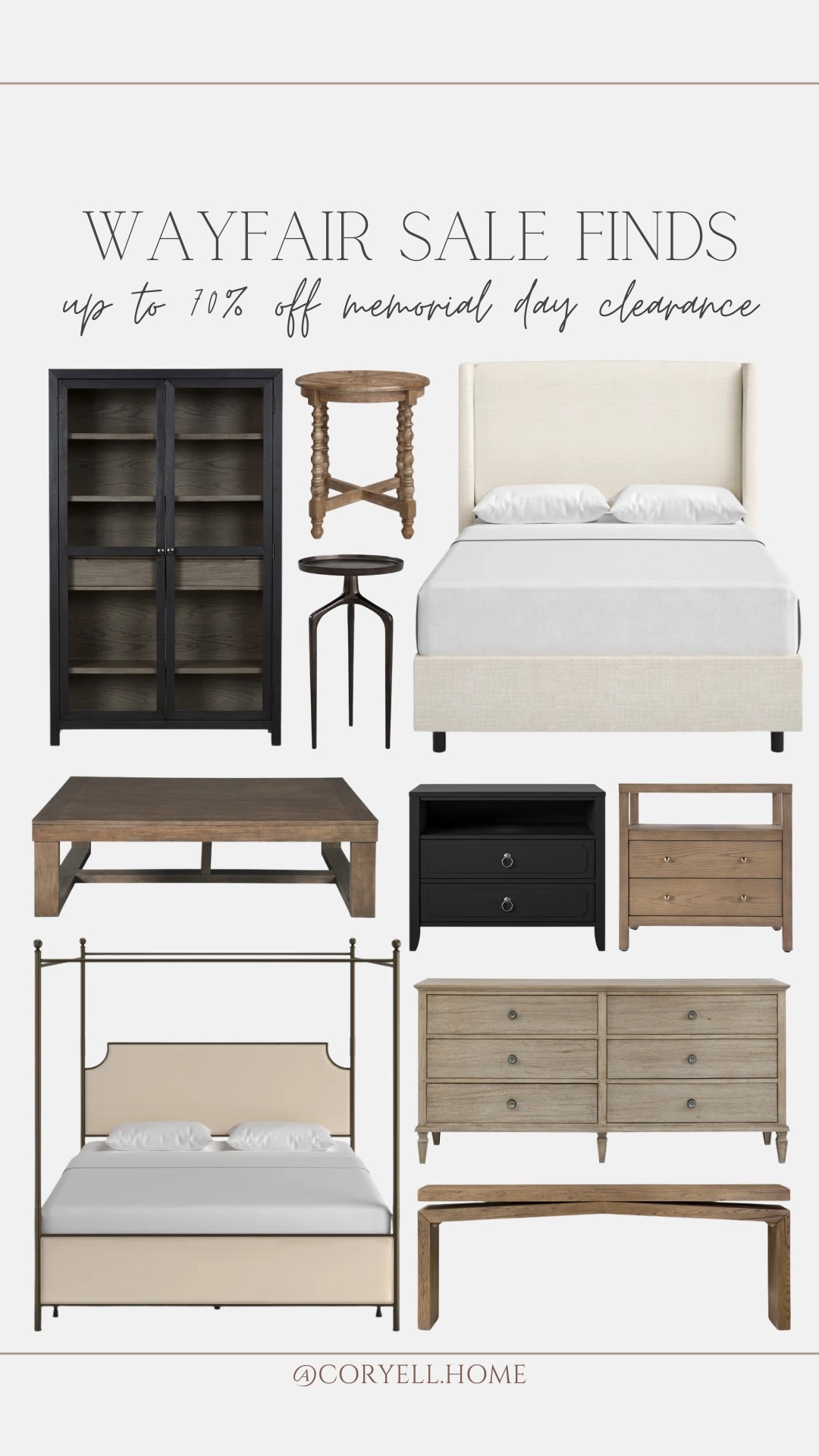 Save up to 70% off favorites at Wayfair right now during their memorial day clearance event! So many furniture pieces are on sale, including many we own and love! Our beds, display cabinet, dresser, nightstand, and more! 

#LTKSaleAlert #LTKStyleTip #LTKHome