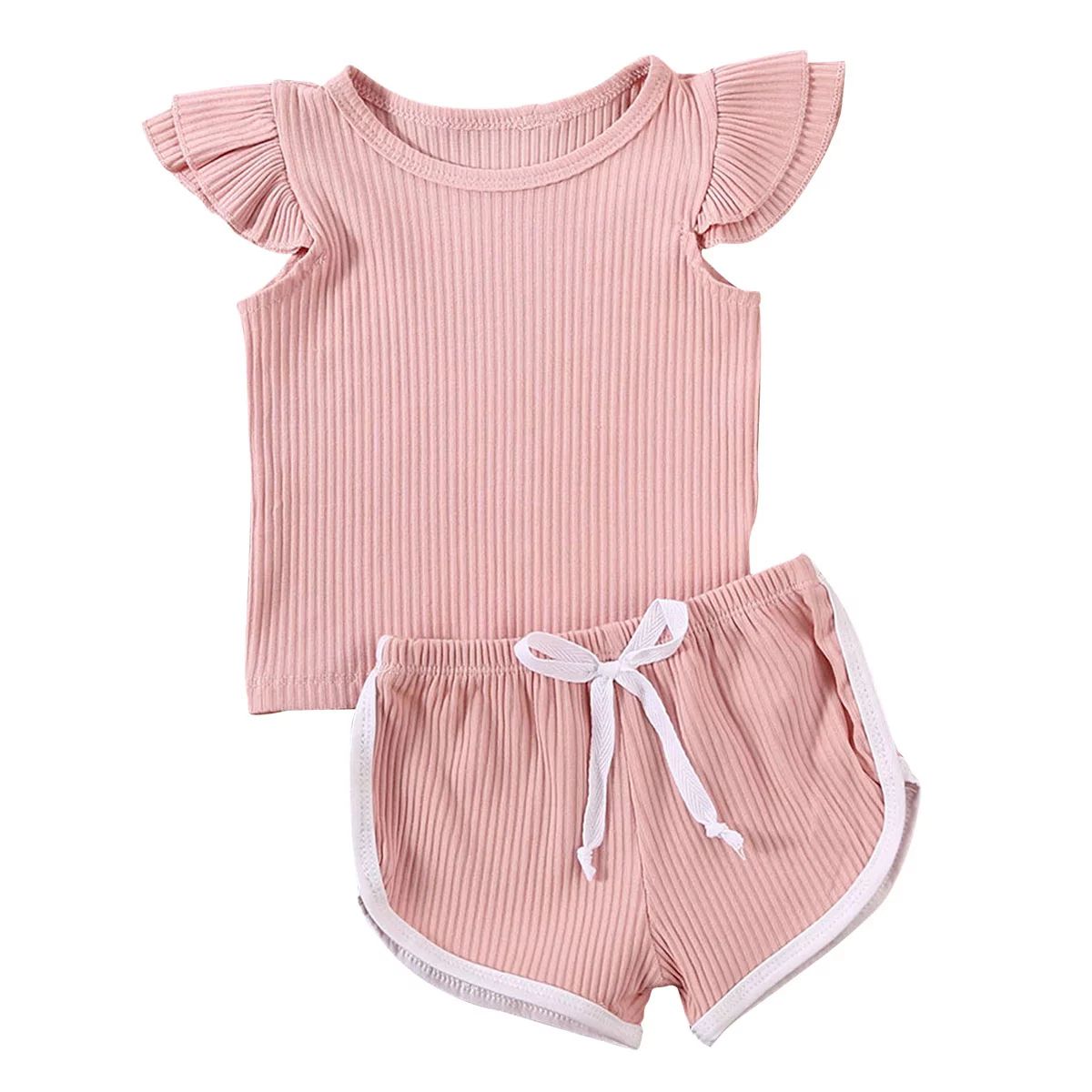 2PCS Toddler Kids Baby Girl Clothes T-shirt Top Pants Shorts Summer Outfits | Walmart (US)