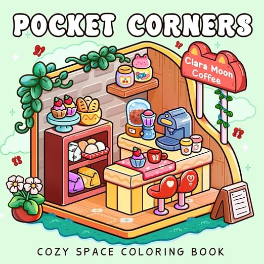 Pocket Corners: Cozy Coloring Book for Adults and Teens Featuring Hygge Spaces with Cafe, Booksho... | Amazon (US)