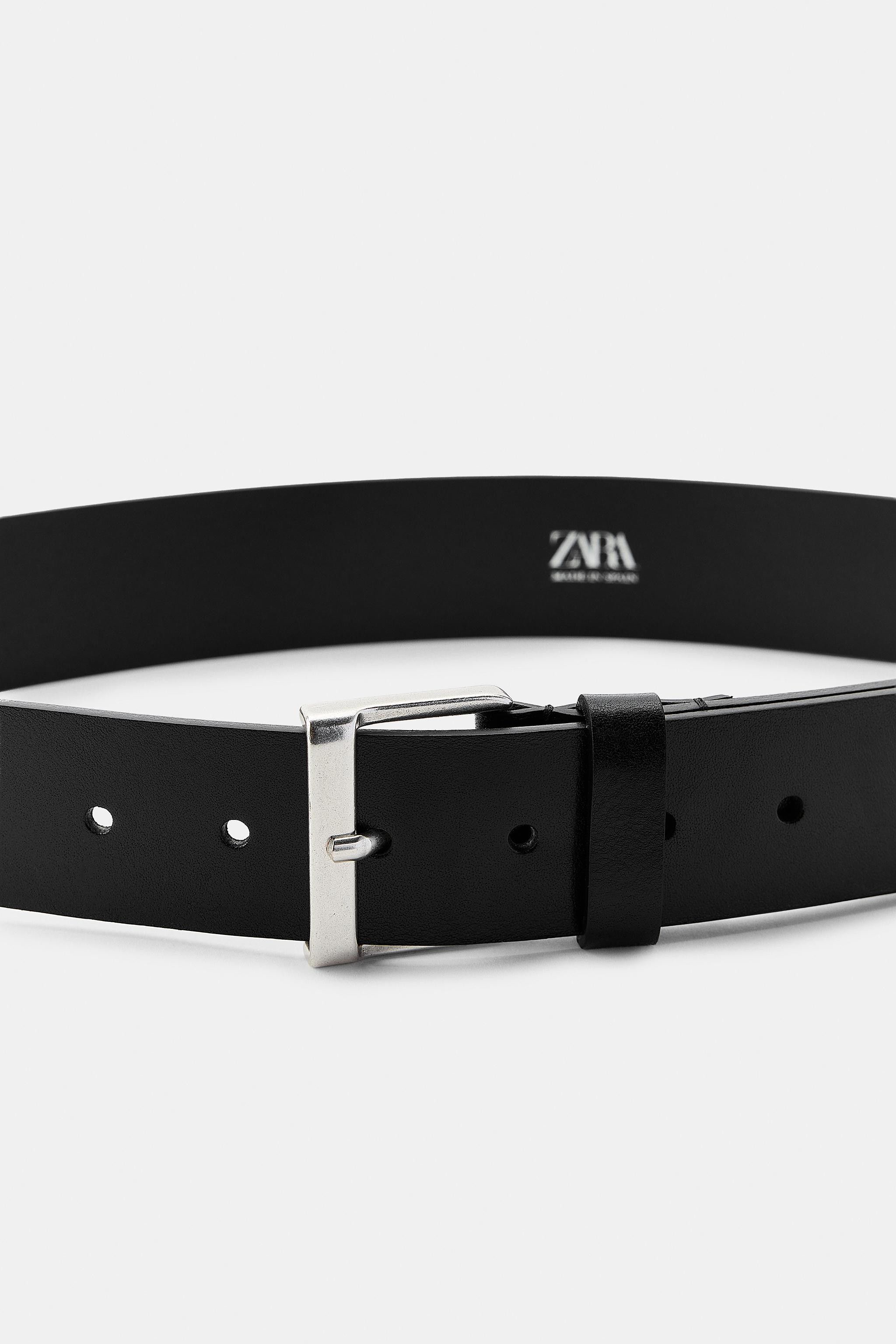SQUARE BUCKLE LEATHER BELT | Zara US