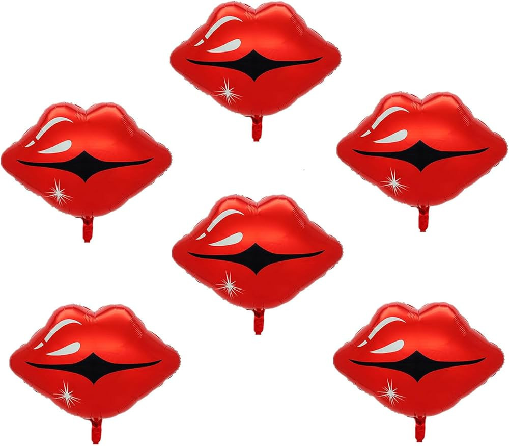 Red Lip Balloons 6Pcs Huge Lips Kiss Foil Balloons Valentines Day Balloons Decorations for Makeup... | Amazon (US)