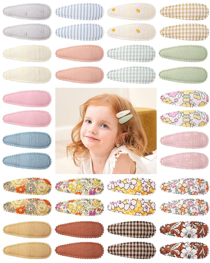 doboi 40Pcs Toddler Hair Clips Hair Barrettes Baby Girls Hair Bows Clips Floral Print Non Slip Sn... | Amazon (US)
