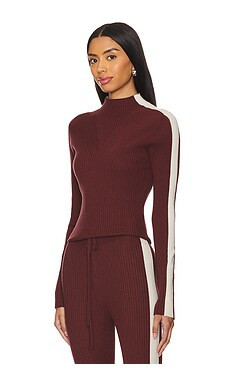 Varley Wilshire Mock Neck Knit Top in Red Chocolate from Revolve.com | Revolve Clothing (Global)