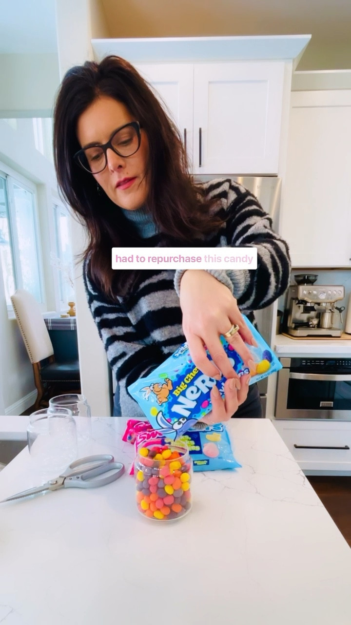 Glass canister set from Amazon filled with Easter candies from Walmart makes a cute decoration and yummy snack. #easterdecor #amazonfinds #eastercandy #glassjars #organization 

#LTKSeasonal #LTKhome #LTKU