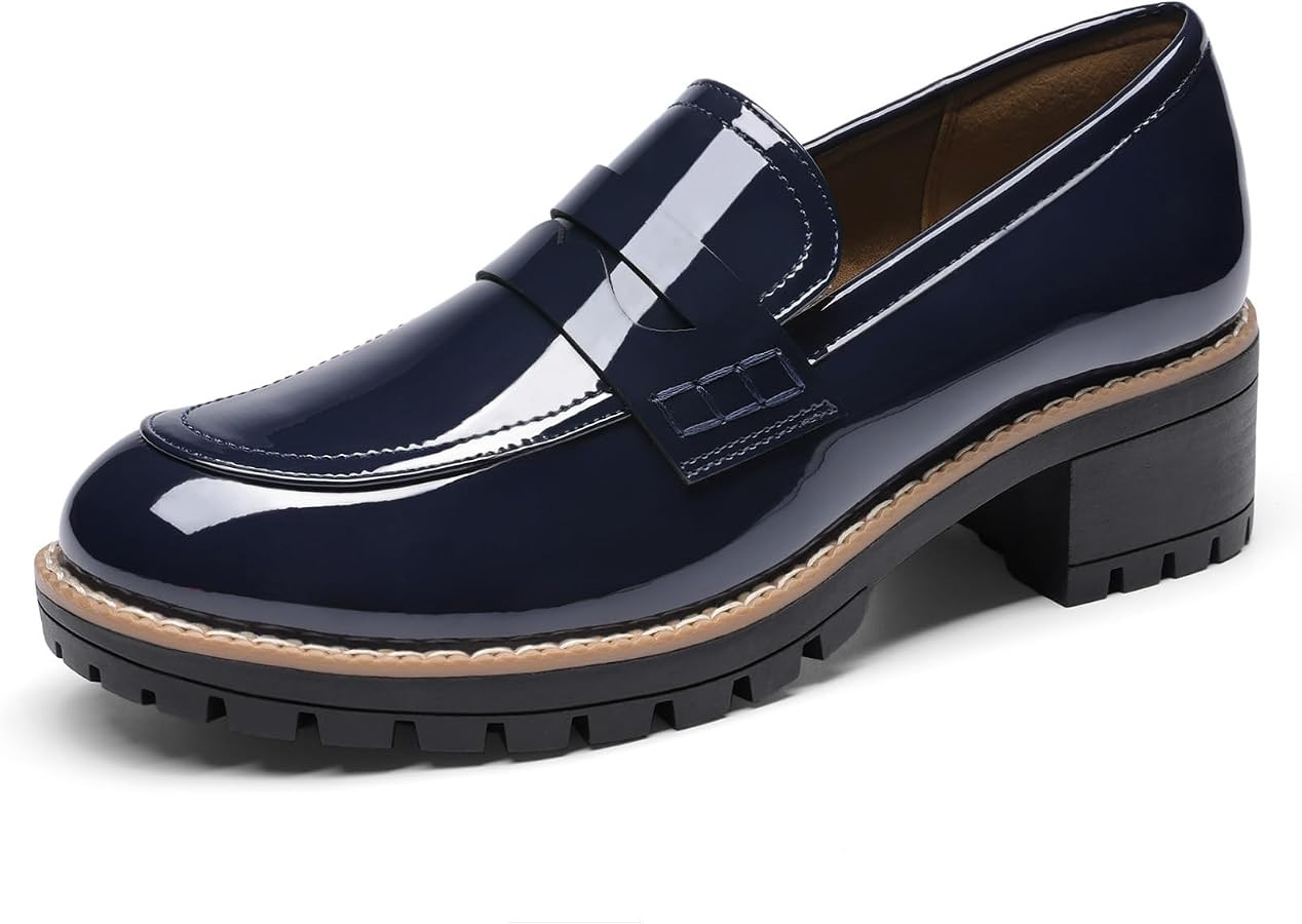 DREAM PAIRS Women's Platform Chunky Heeled Loafers, Womens Business Casual Shoes | Amazon (US)