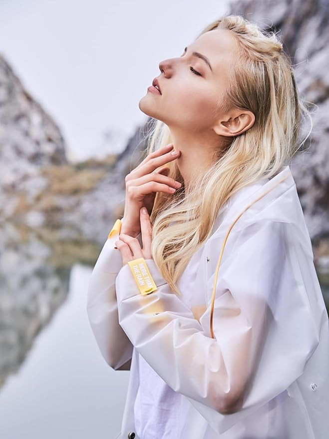 Durable TPU Clear Rain Coat for Adults - Women and Men Fashion Hooded Rain Poncho | Amazon (US)