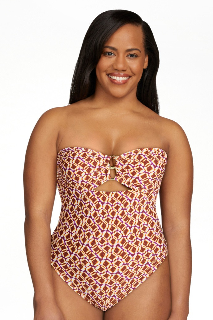 Time and Tru Women's and Women's Plus Cut Out Bandeau One Piece Swimsuit, Sizes XS-3X | Walmart (US)