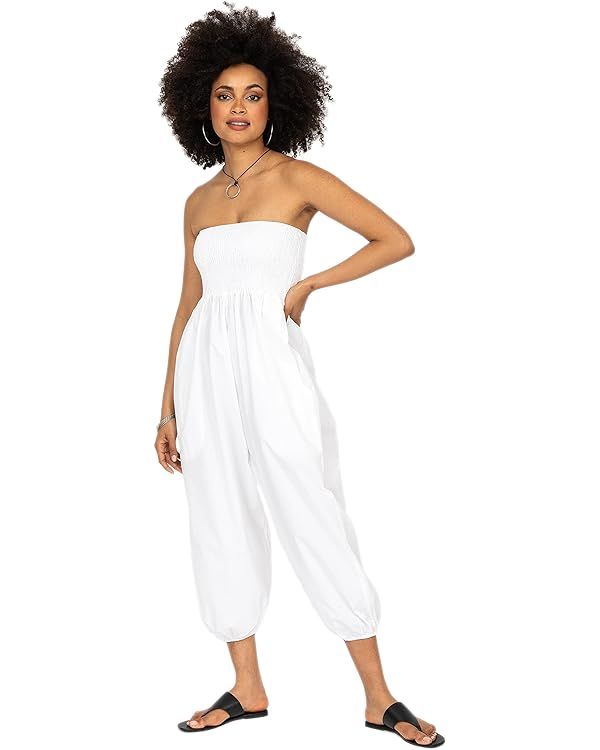 likemary Jumpsuit for Women - 2-in-1 Capri Romper Pulls Down Into Cotton Harem Pants with Pockets... | Amazon (US)