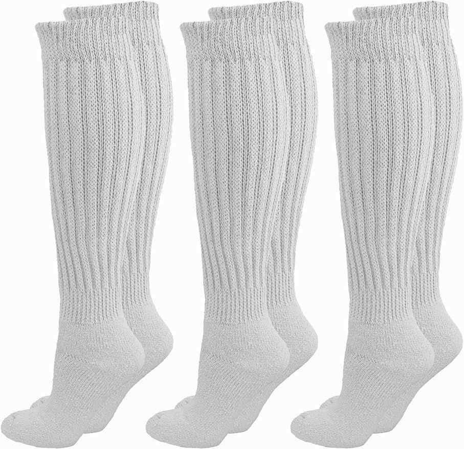 Luxury Divas All Cotton 3 Pack Extra Heavy Slouch Socks Made In USA | Amazon (US)
